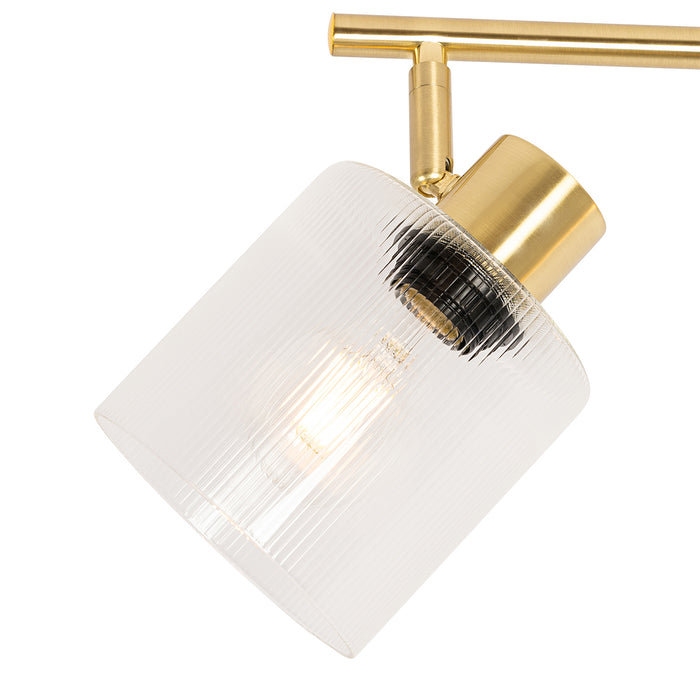 QAZQA Plafondspot goud met glas 3-lichts verstelbaar - Laura