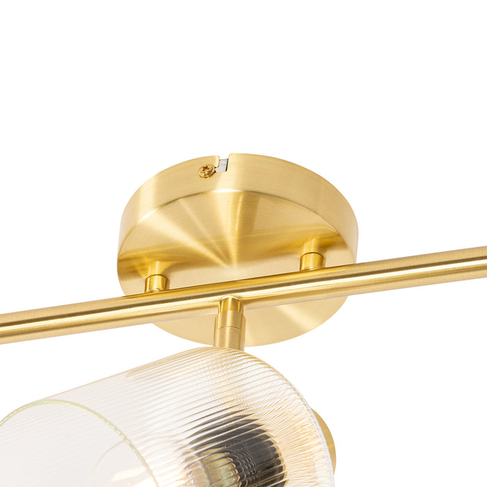 QAZQA Plafondspot goud met glas 3-lichts verstelbaar - Laura