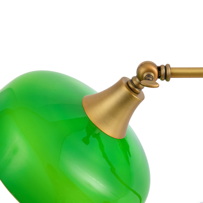 QAZQA Klassieke tafellamp brons met groen opaal glas   - Clerk