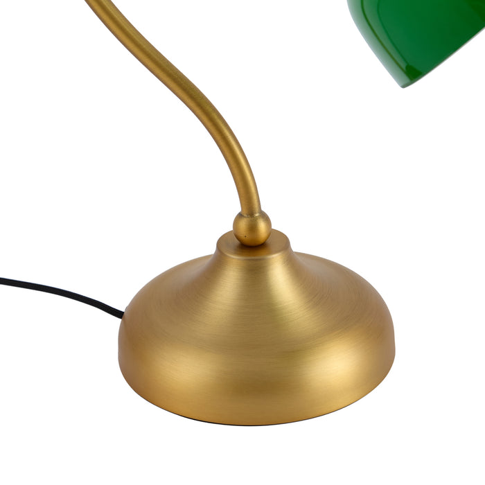 QAZQA Klassieke tafellamp brons met groen opaal glas   - Clerk