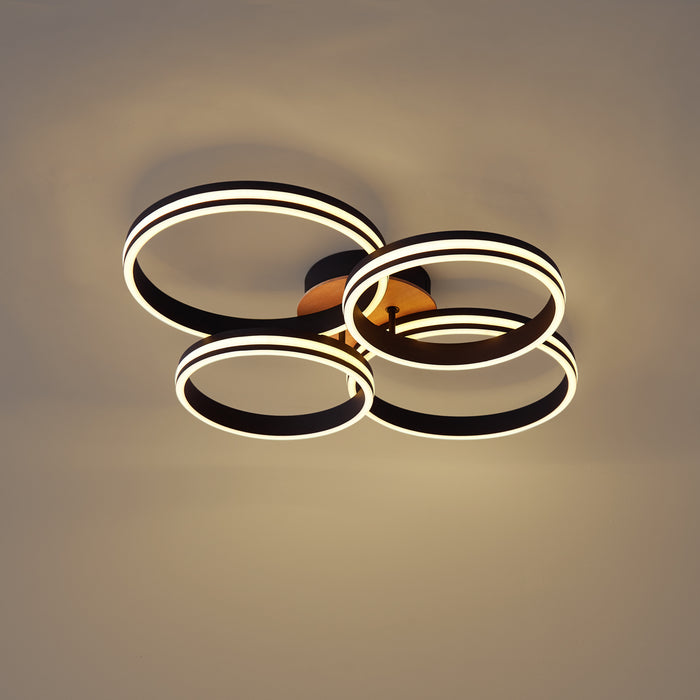 QAZQA Plafondlamp hout incl. LED 3-staps dimbaar 4-lichts - Navara