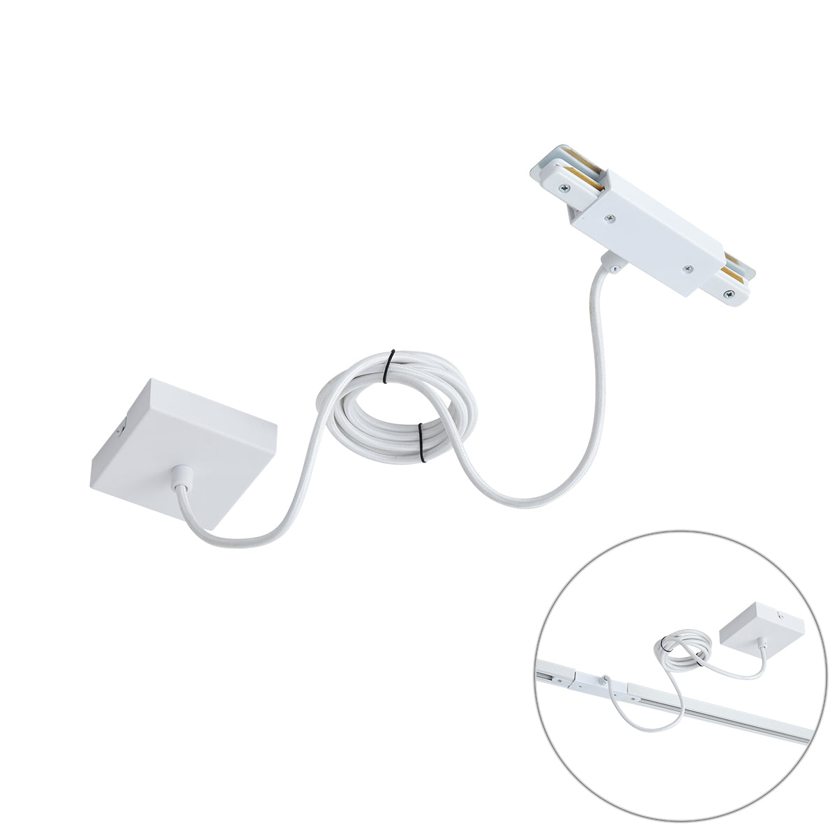 QAZQA I voeding voor 1-fase rail met vierkante bevestigingsplaat wit