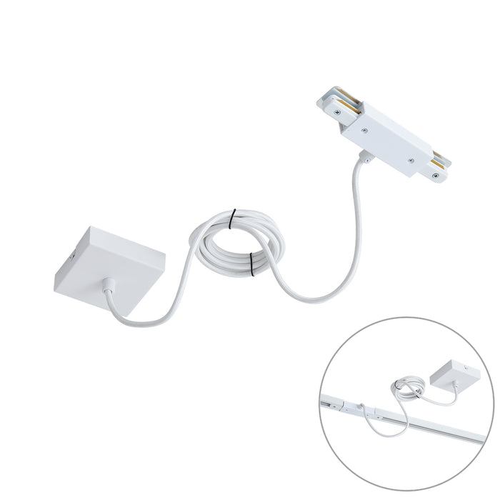 QAZQA I voeding voor 1-fase rail met vierkante bevestigingsplaat wit