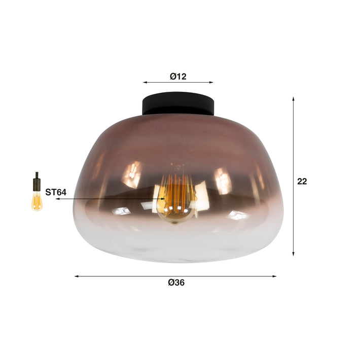 Giga Meubel - Plafondlamp Koper - 1-lichts - 36x36x22cm - Pulse