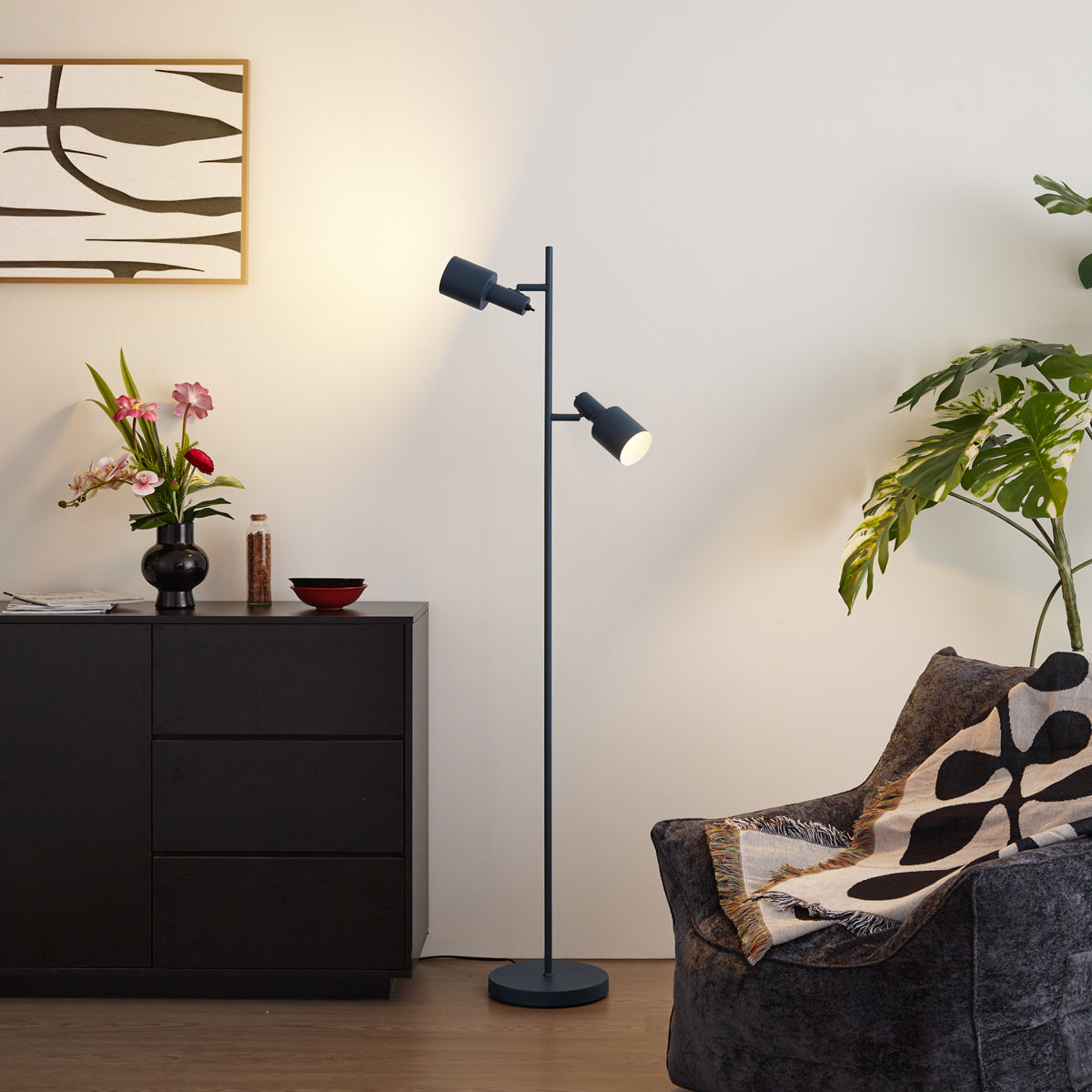 QAZQA Moderne vloerlamp blauw 2-lichts - Stijn