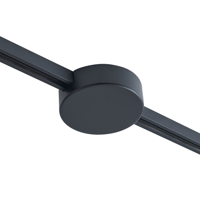 QAZQA Plafondplaat voor 1-fase rail zwart rond - Slimline