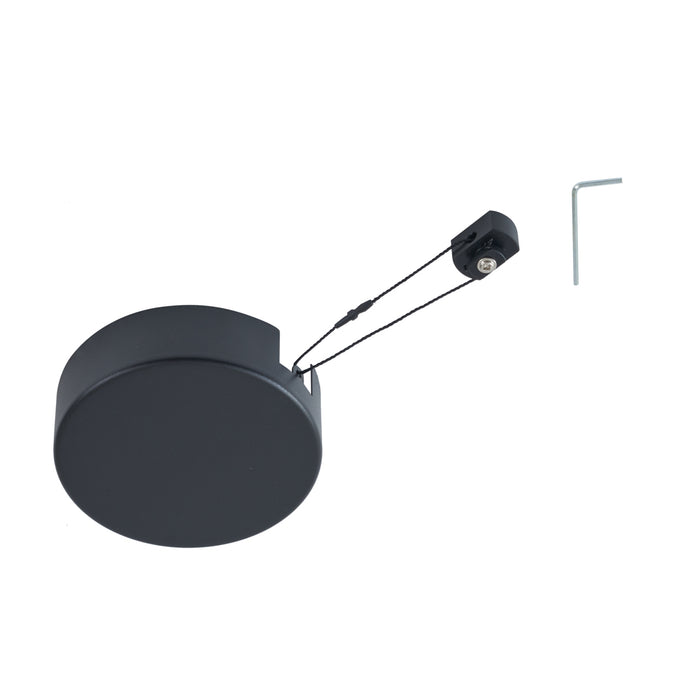 QAZQA Plafondplaat voor 1-fase rail zwart rond - Slimline