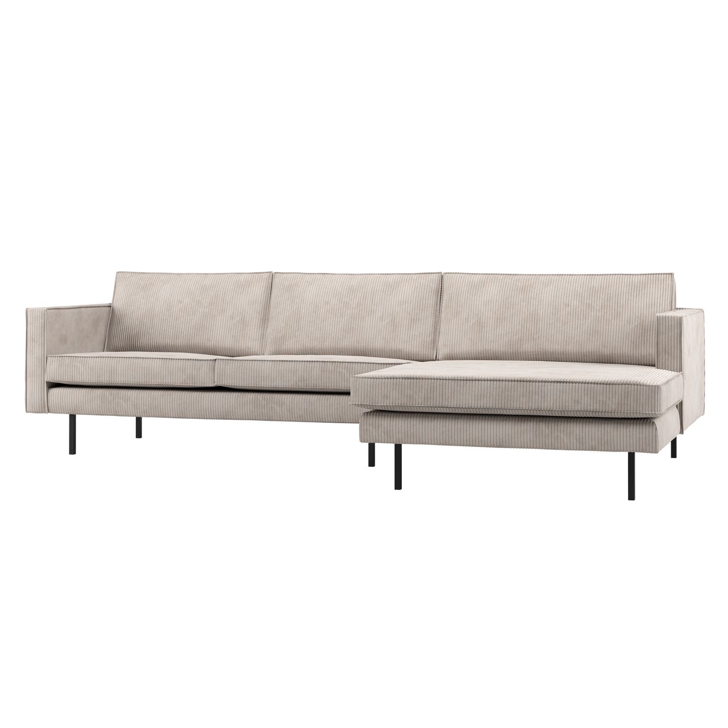 WOOOD Rodeo Chaise Longue Bank Rechts - Ribstof - Ecru - 85x300x155