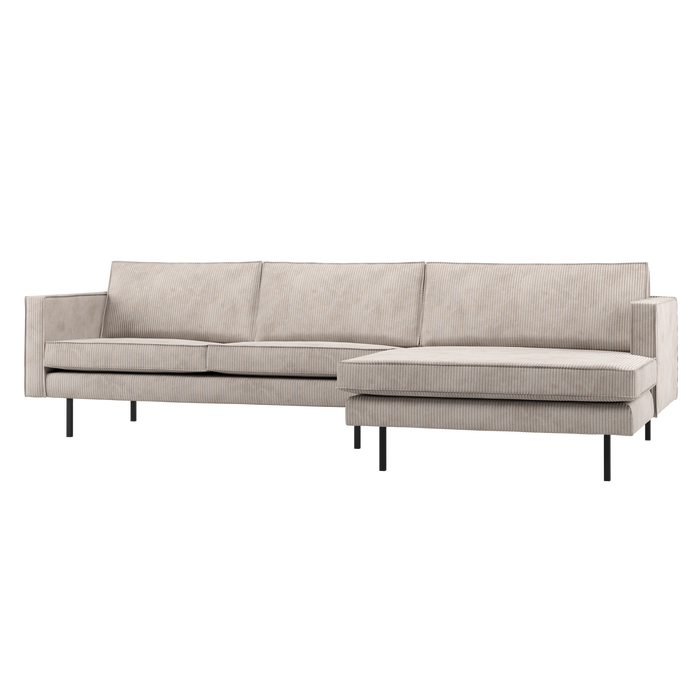 WOOOD Rodeo Chaise Longue Bank Rechts - Ribstof - Ecru - 85x300x155