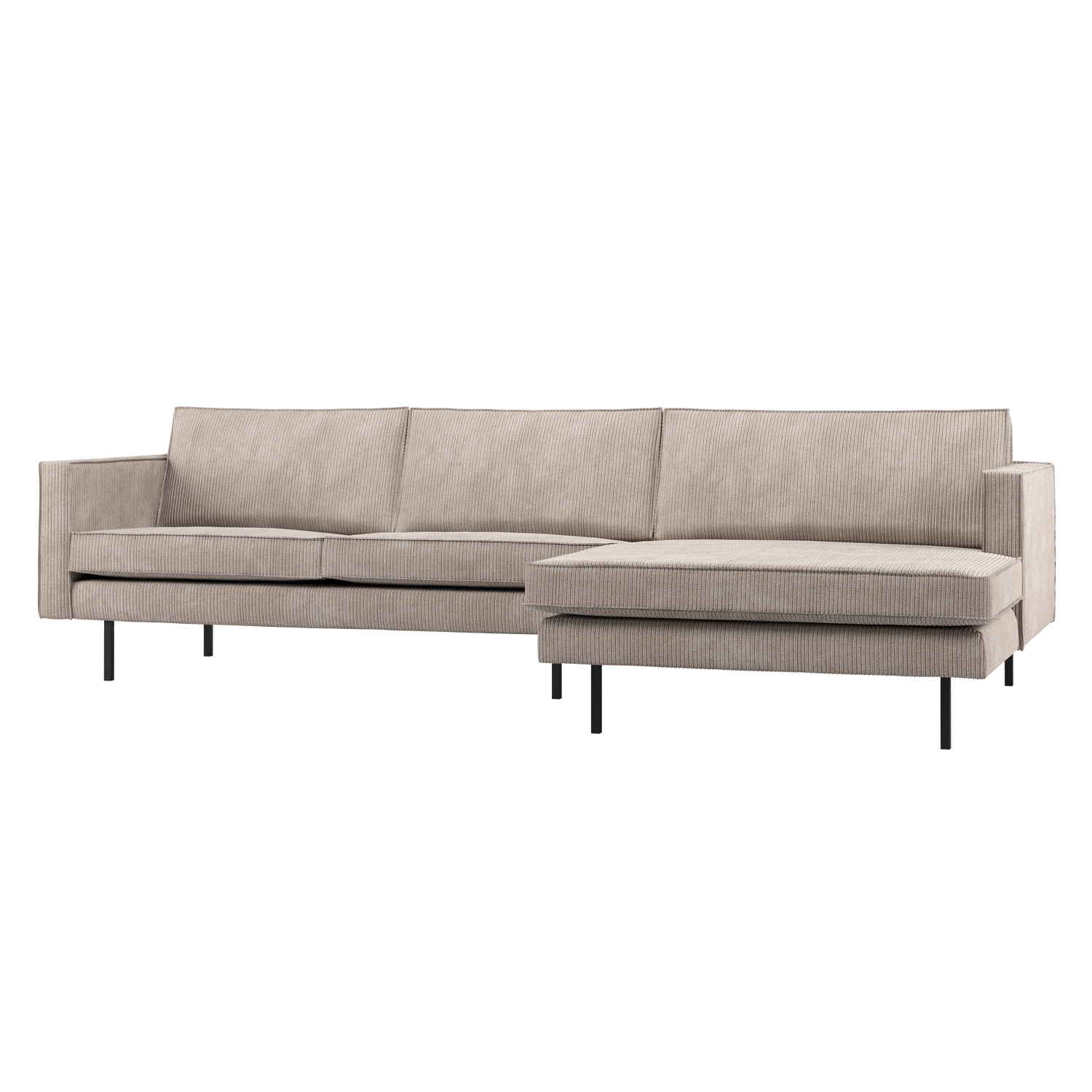 WOOOD Rodeo Chaise Longue Bank Rechts - Ribstof - Donkerzand