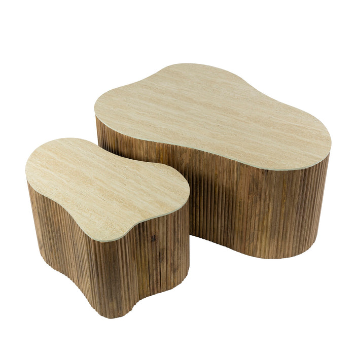 Giga Meubel - Salontafel Organisch Beige|Hout - Set Van 2 - Nuovo