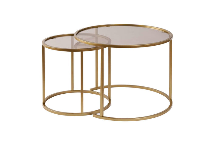 Giga Meubel - Salontafel Aurum Ø60|Ø42cm Goud|Brons Set van 2