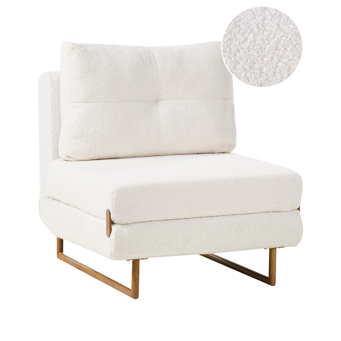 Beliani - JERSLEV - 1-zits slaapbank - Gebroken wit - Bouclé