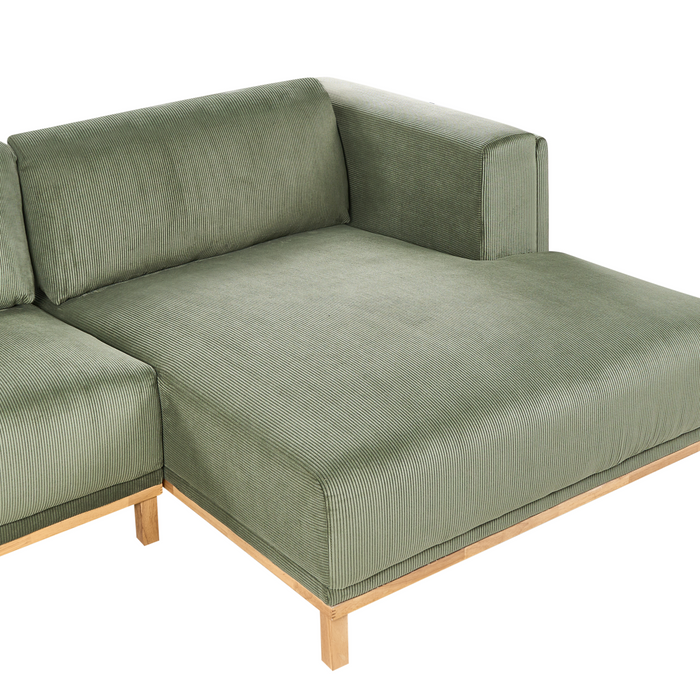 Beliani - VENG - Hoekbank 5-zits - Groen - Linkszijdig - Corduroy
