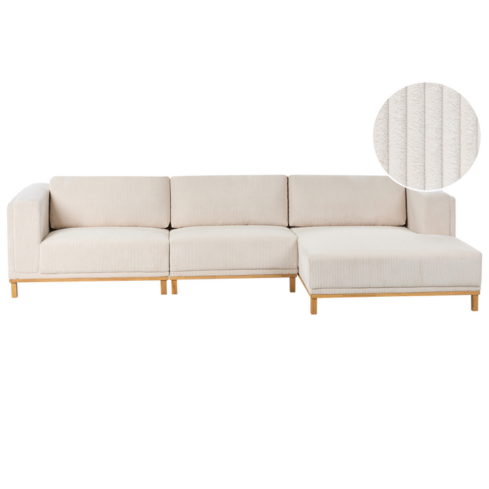 Beliani - VENG - Hoekbank 5-zits - Lichtbeige - Linkszijdig - Corduroy