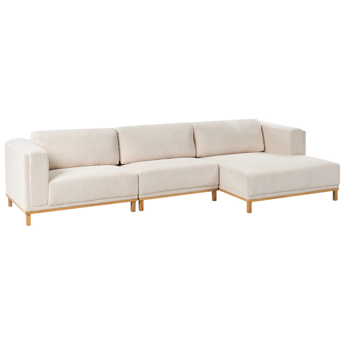 Beliani - VENG - Hoekbank 5-zits - Lichtbeige - Linkszijdig - Corduroy