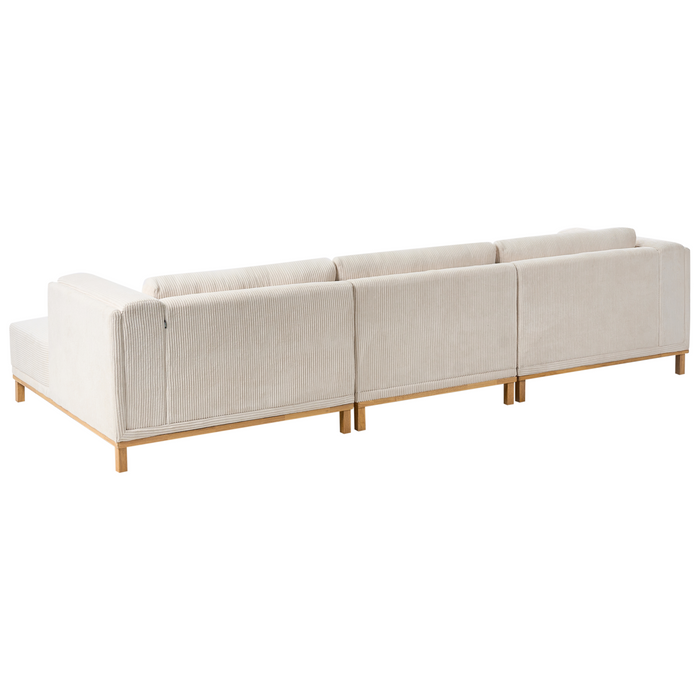 Beliani - VENG - Hoekbank 5-zits - Lichtbeige - Linkszijdig - Corduroy