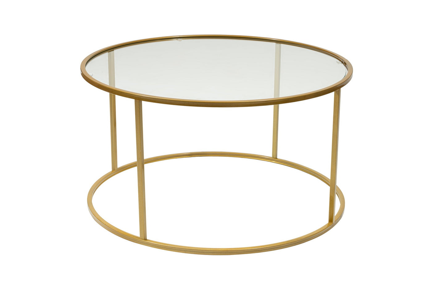 Giga Meubel - Salontafel Rond Goud Metaal|Glas - 80x80x45cm - Berlin