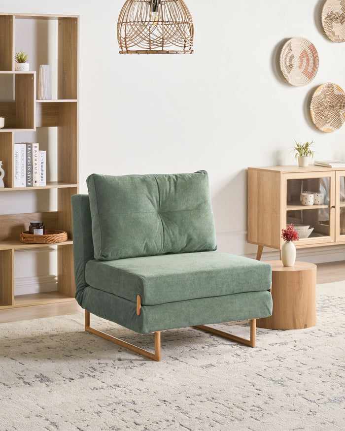 Beliani - JERSLEV - 1-zits slaapbank - Lichtgroen - Polyester