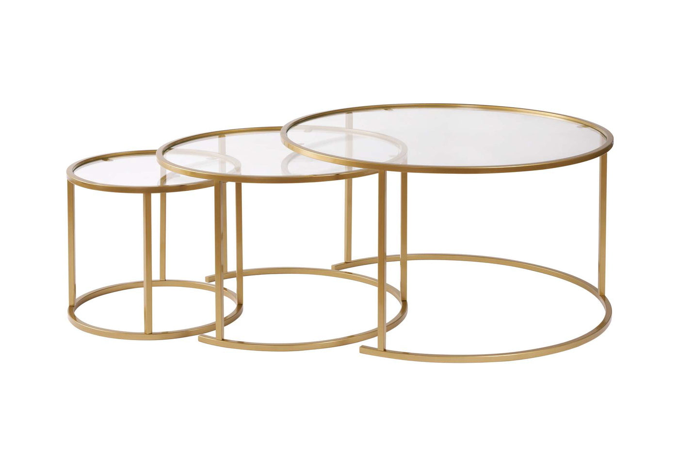 Giga Meubel - Salontafel Aurum Ø80|Ø60|Ø42cm Goud|Glas Set van 3