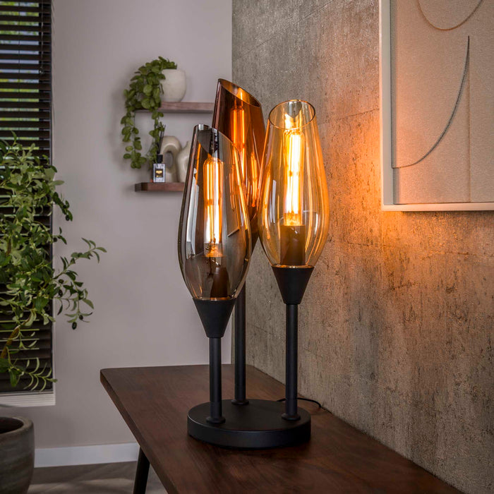 Giga Meubel - Tafellamp Zwart - 3-lichts - 25x25x59cm - Cocoon