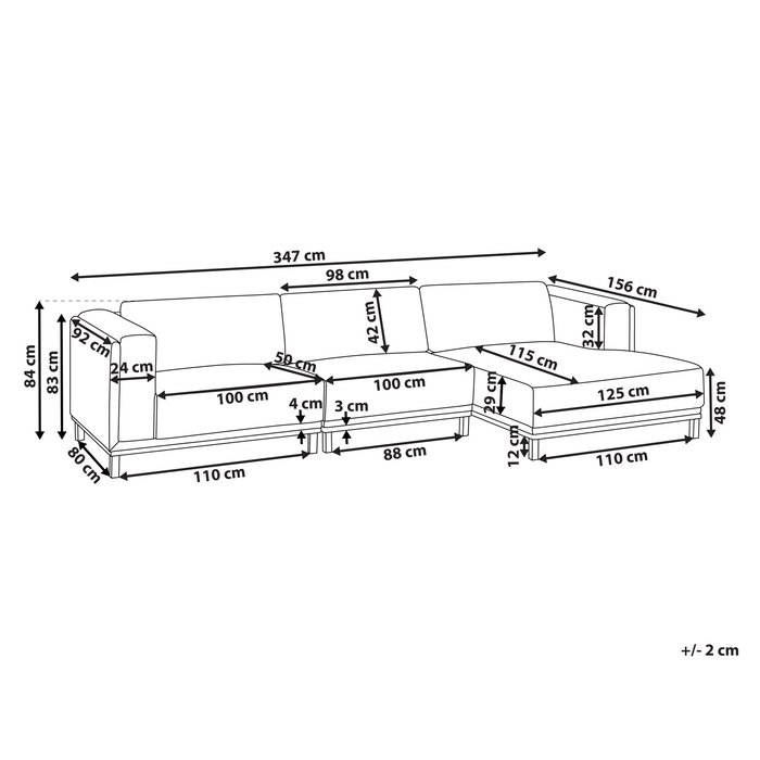 Beliani - VENG - Hoekbank 5-zits - Lichtbeige - Linkszijdig - Corduroy
