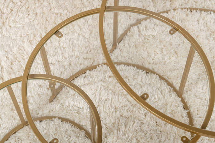 Giga Meubel - Salontafel Aurum Ø80|Ø60|Ø42cm Goud|Glas Set van 3