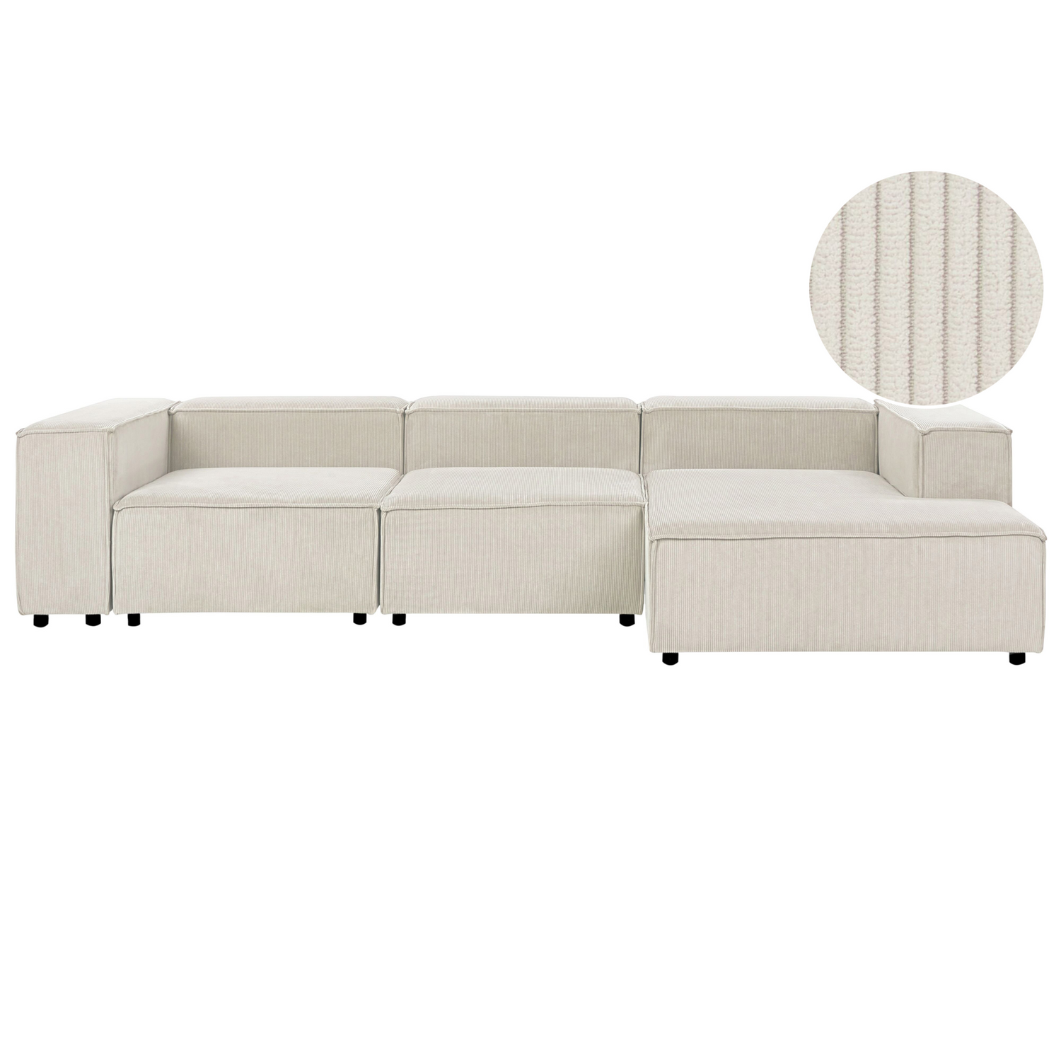 Beliani - ARDAL - Vierzitsbank - Off-white - Linkszijdig - Corduroy