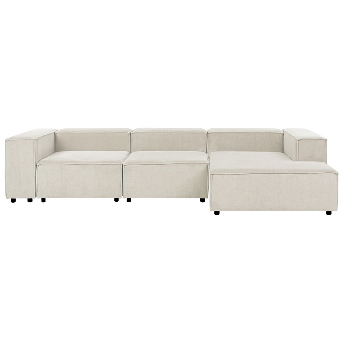 Beliani - ARDAL - Vierzitsbank - Off-white - Linkszijdig - Corduroy