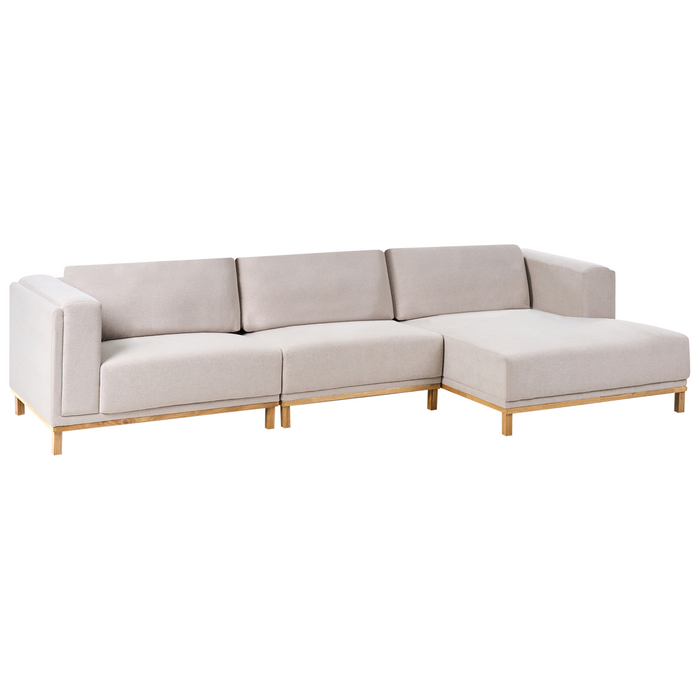 Beliani-VENG-Hoekbank 5-zits-Lichtbeige-Linkszijdig-Polyester