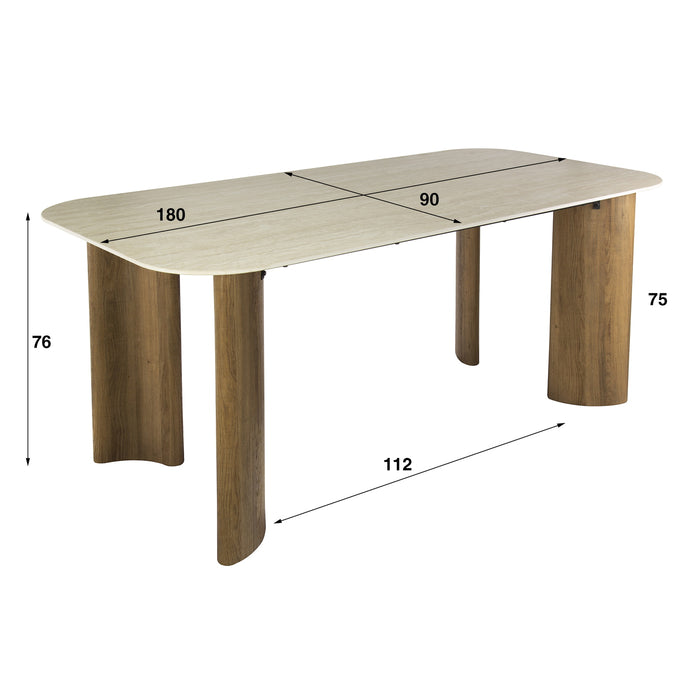Giga Meubel - Eettafel Romano Curvo 180cm Keramiek Travertin