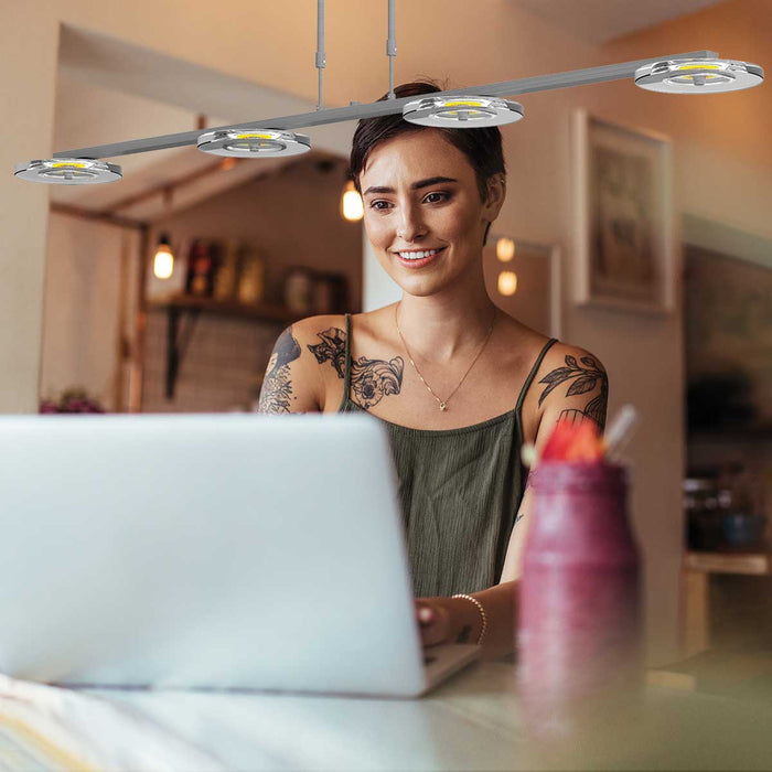 Steinhauer - Hanglamp Grijs Metaal|Glas - 4-Lichts - 120cm - Turound