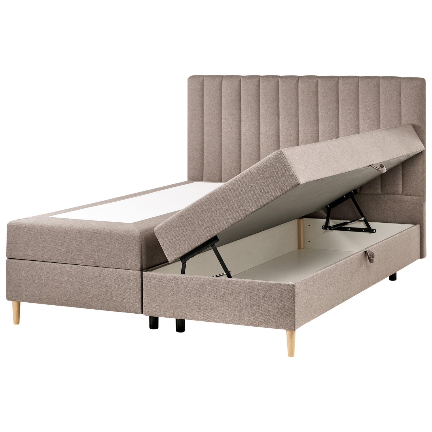 Beliani - OFFICER - Boxspringbed - Taupe - 160 x 200 cm - Polyester