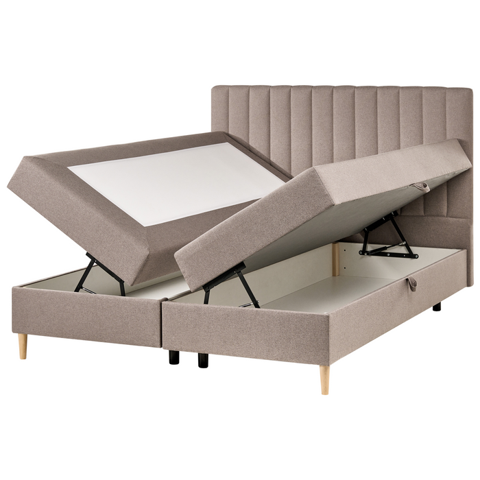 Beliani - OFFICER - Boxspringbed - Taupe - 160 x 200 cm - Polyester