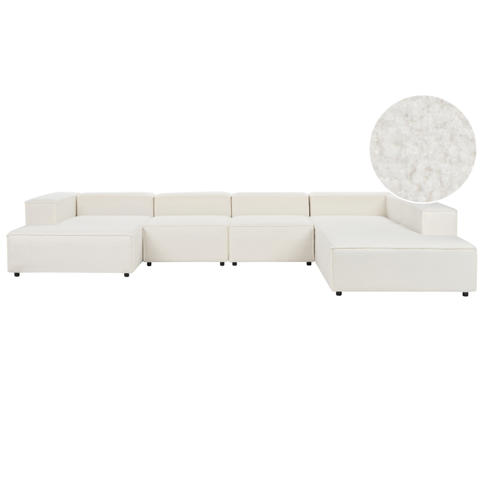 Beliani - ARDAL- Hoekbank 5-zits - Off-white - Linkszijdig - Bouclé