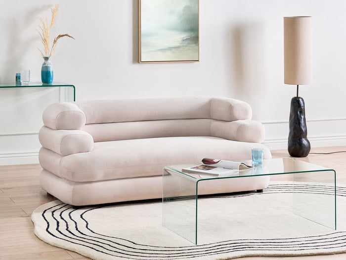 Beliani - HELLE - Tweezitsbank - Lichtbeige - Fluweel