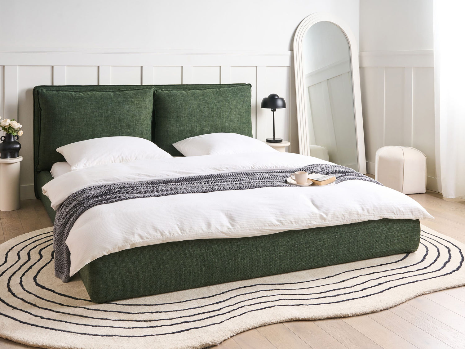 Beliani-BAJONNA-Tweepersoonsbed-Donkergroen-180 x 200 cm-Polyester