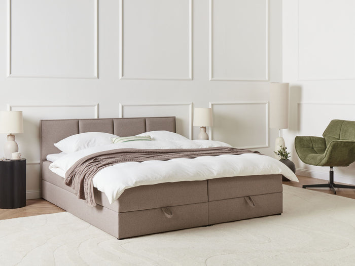 Beliani - BARONET - Boxspringbed - Taupe - 180 x 200 cm - Stof