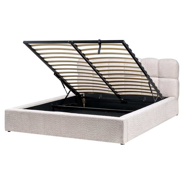 Beliani-BASTON-Bed met opbergruimte-Lichtbeige-160 x 200 cm-Bouclé