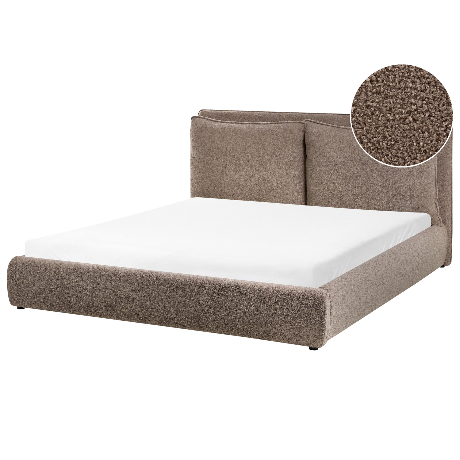 Beliani - BAJONNA - Tweepersoonsbed - Bruin - 160 x 200 cm - Bouclé