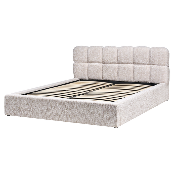 Beliani-BASTON-Bed met opbergruimte-Lichtbeige-160 x 200 cm-Bouclé