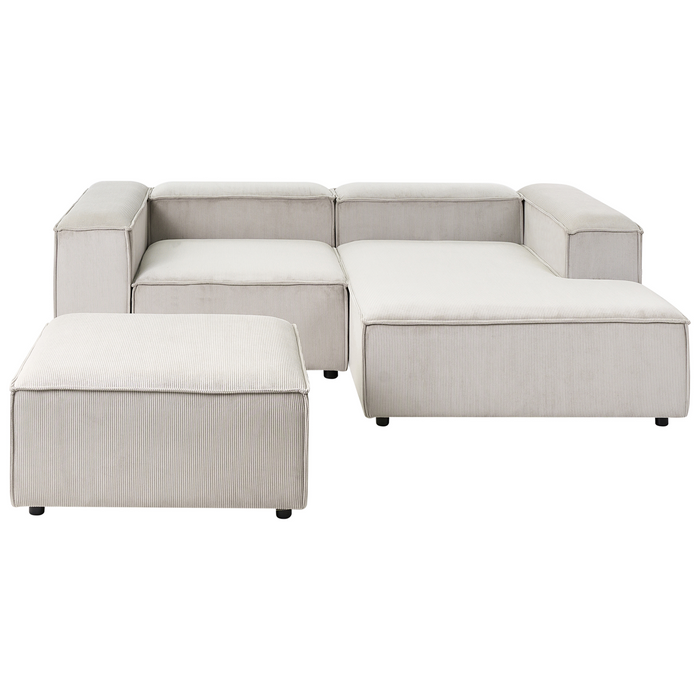 Beliani-ARDAL-Hoekbank met ottomaan-Taupe-Linkszijdig-Corduroy