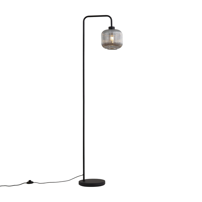 QAZQA Design vloerlamp zwart met smoke glas - Ana
