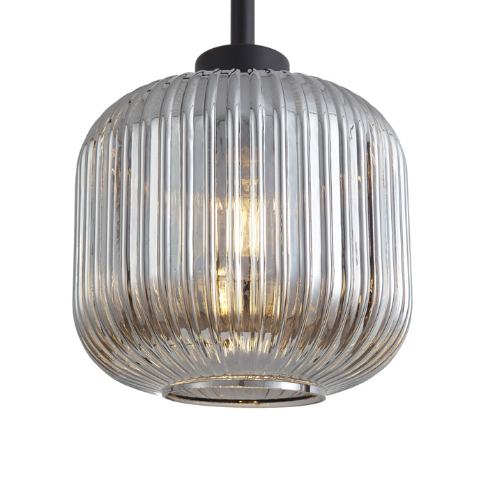 QAZQA Design vloerlamp zwart met smoke glas - Ana