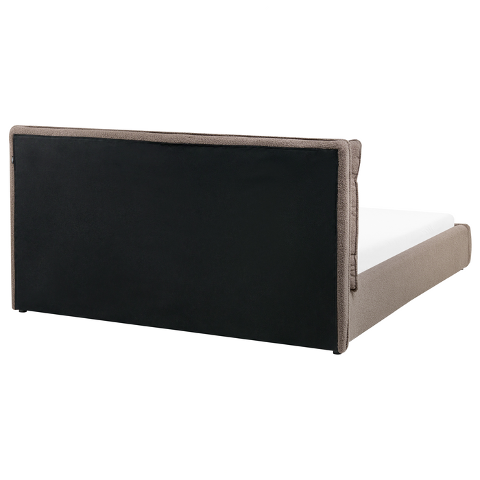 Beliani - BAJONNA - Tweepersoonsbed - Bruin - 160 x 200 cm - Bouclé