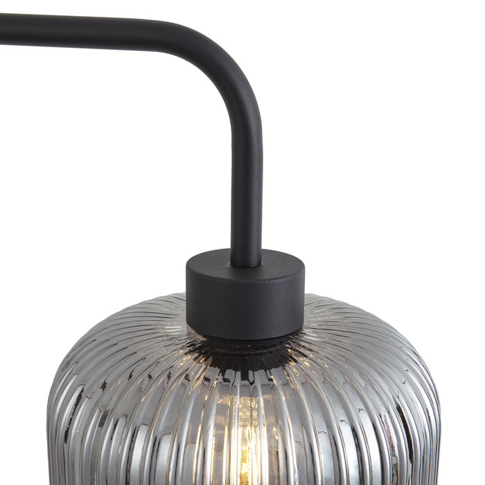 QAZQA Design vloerlamp zwart met smoke glas - Ana
