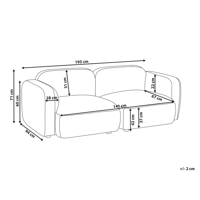 Beliani - AFOSS - Driezitsbank - Lichtbeige - Polyester