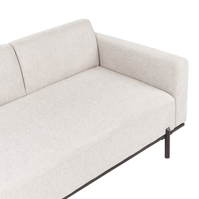 Beliani - SAVASSE - Chaise longue - Lichtbeige - Kunstlinnen