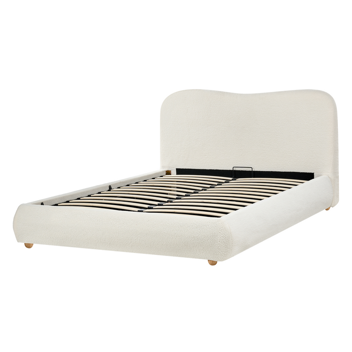 Beliani-BLAGNAC-Tweepersoonsbed-Off-white-140 x 200 cm-Bouclé