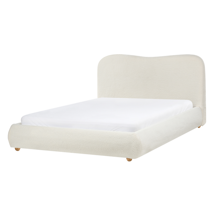 Beliani-BLAGNAC-Tweepersoonsbed-Off-white-140 x 200 cm-Bouclé